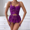 Sexy Ultra-Thin Eyelash Lace Underwear Set with Stocking Wholesale Skirt 3 Piece Women's Lingerie