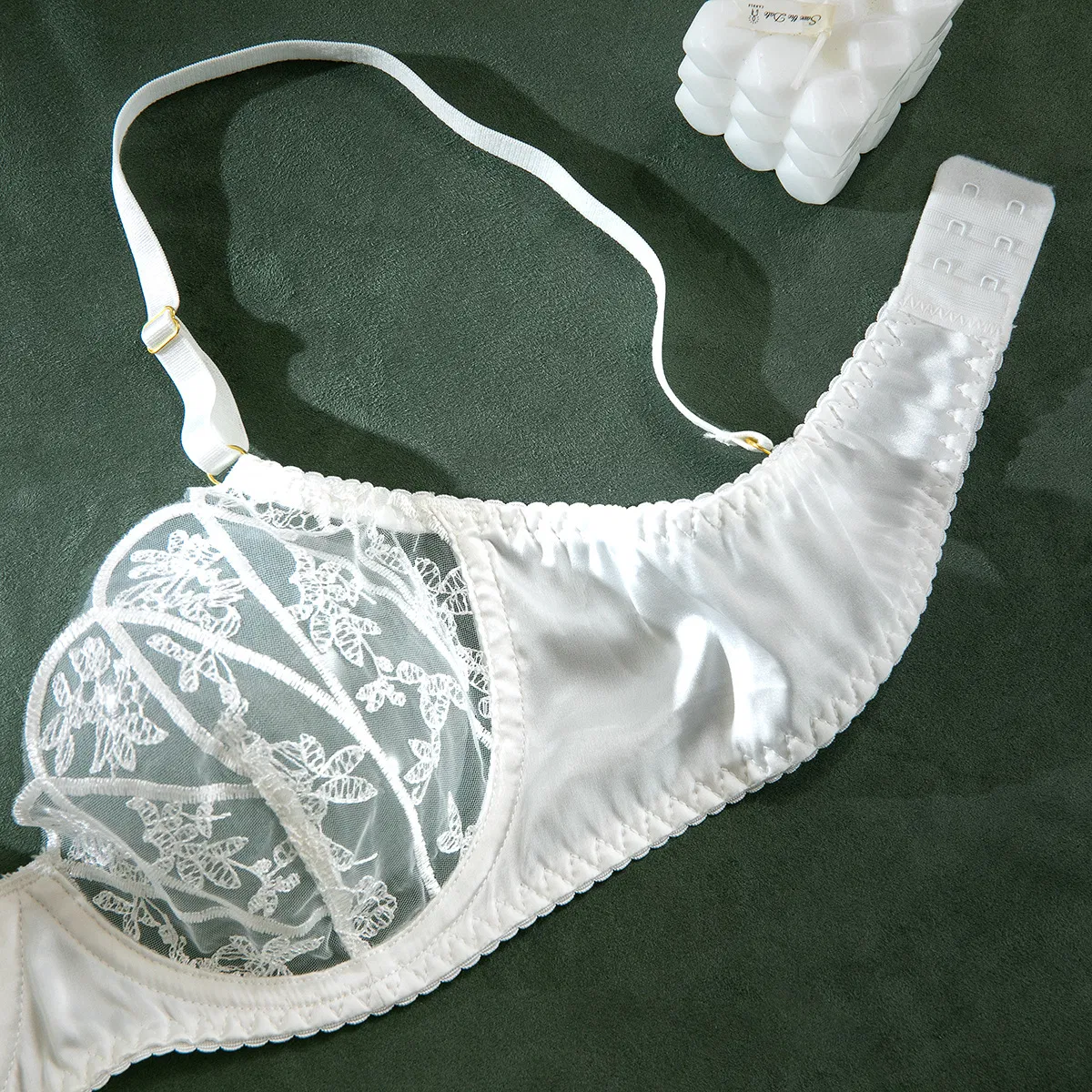 Wholesale Big Size Transparent Mesh Bra Brief Set Sexy Embroidered Sheer Woman Lingerie