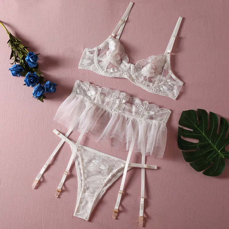 Women Sexy Newest Underwear Set Wholesale Transparent Mesh Skirt Lingerie