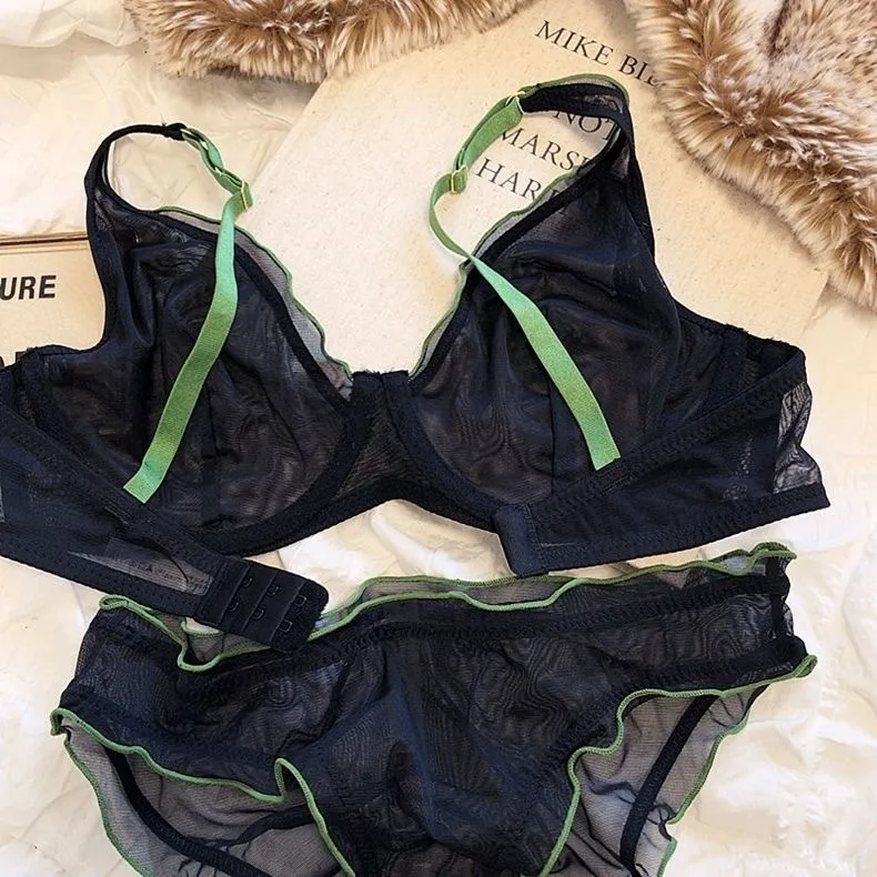 Newest Ultra-Thin Mesh Design Ladies Breathable Underwire Set Women's Lingerie