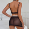 Sexy Perspective Mesh Halter Neck Underwear Set New Arrival Erotic Bow Maid Woman's Lingerie