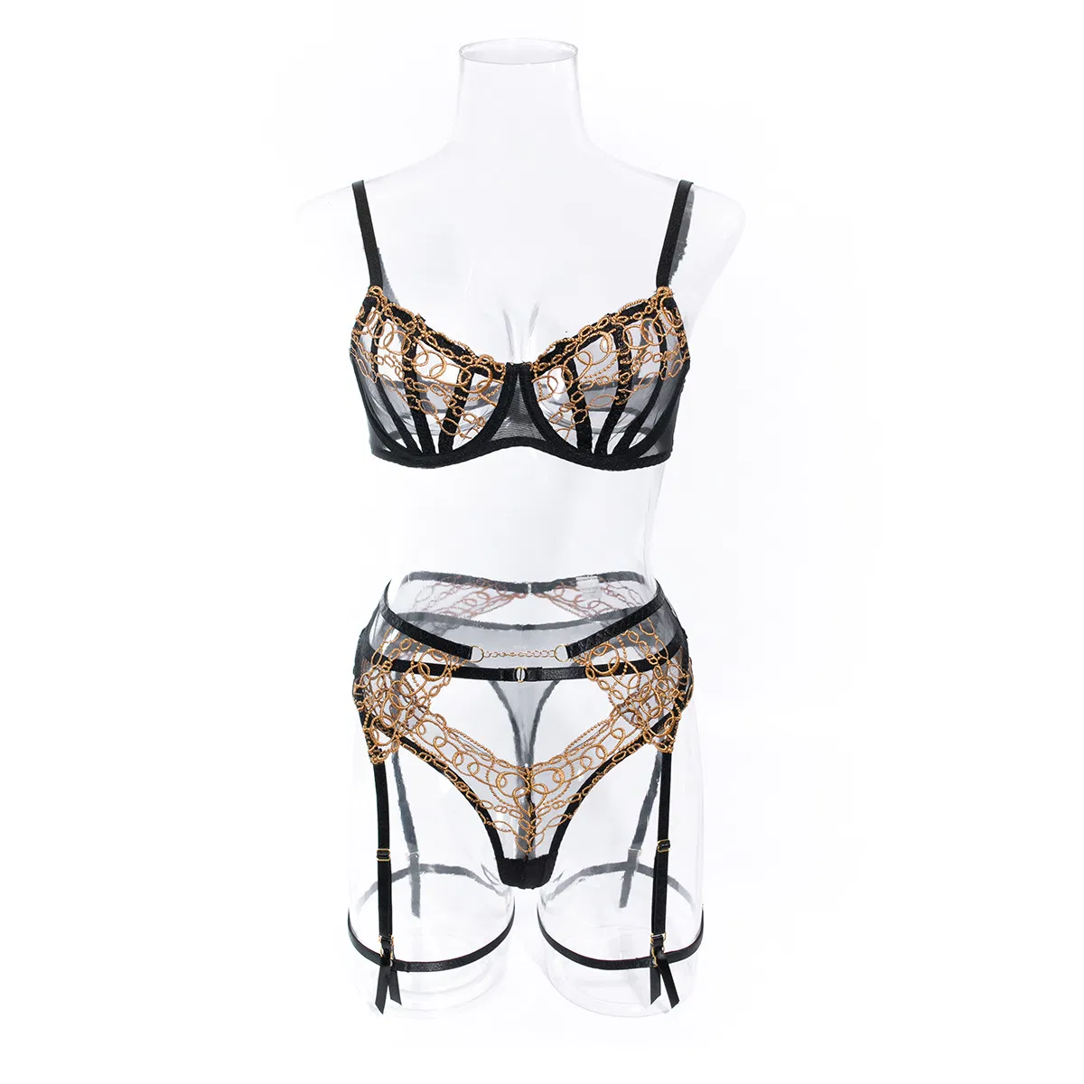 Wholesale See-Through Embroidery Lace Bra Brief Set Sexy Thin Woman Lingerie