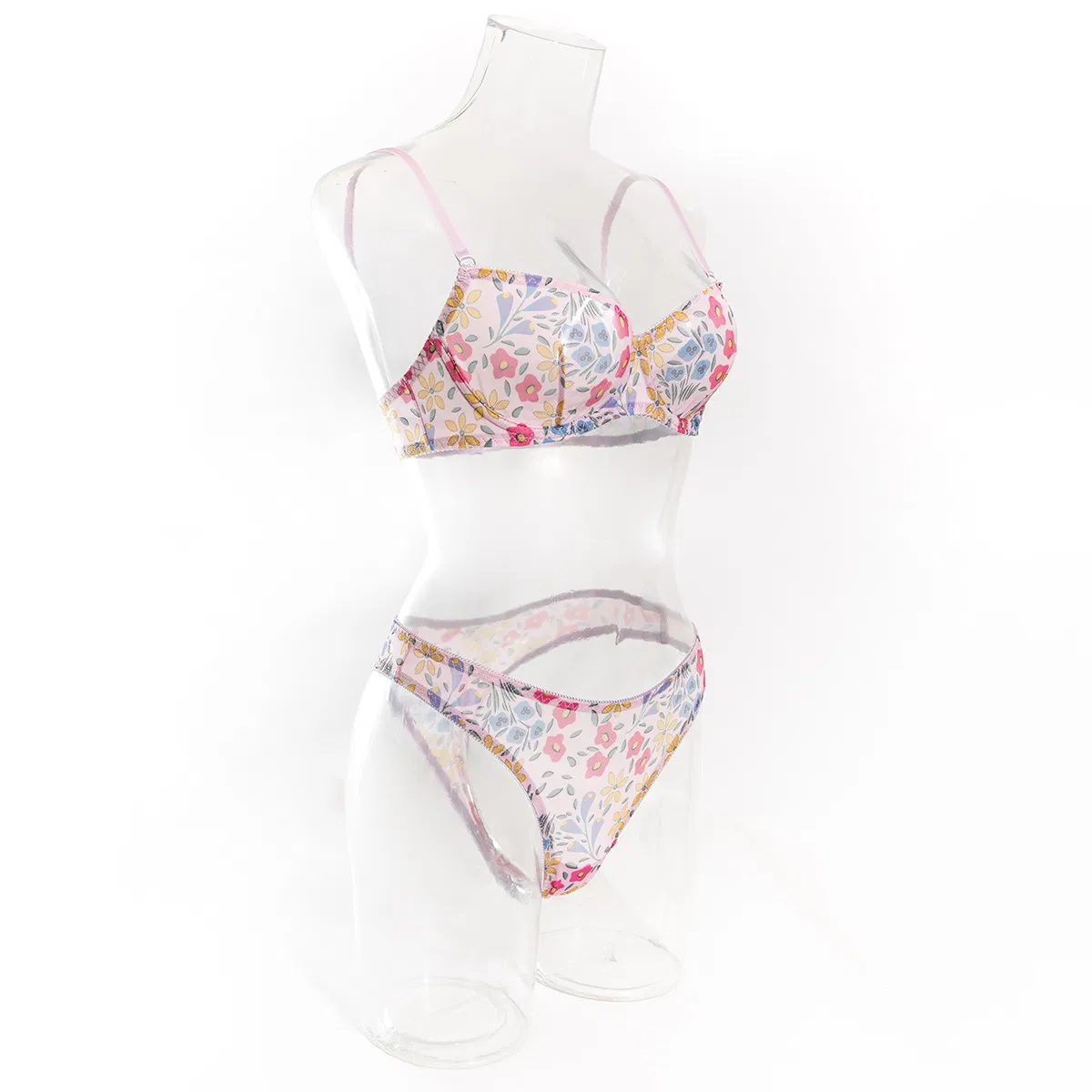 Wholesale Erotic Women's Underwear Set Sexy Floral Print Ultral-Thin 2PCS Lingerie
