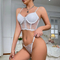 Sexy Erotic Fish-Bone Embroidery Flower Bra Set Wholesale See Through Mesh Woman Lingerie