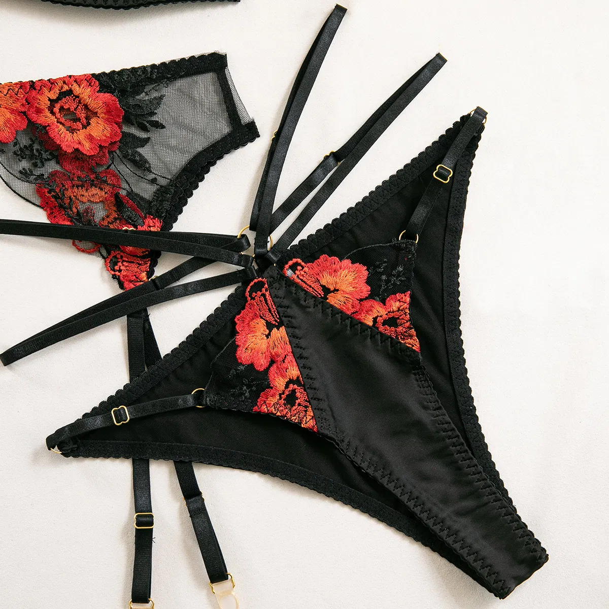 Sexy Erotic Ultra-Thin Garter Belt Women Underwear Hot Selling Flower Embroidery Lace Lingerie