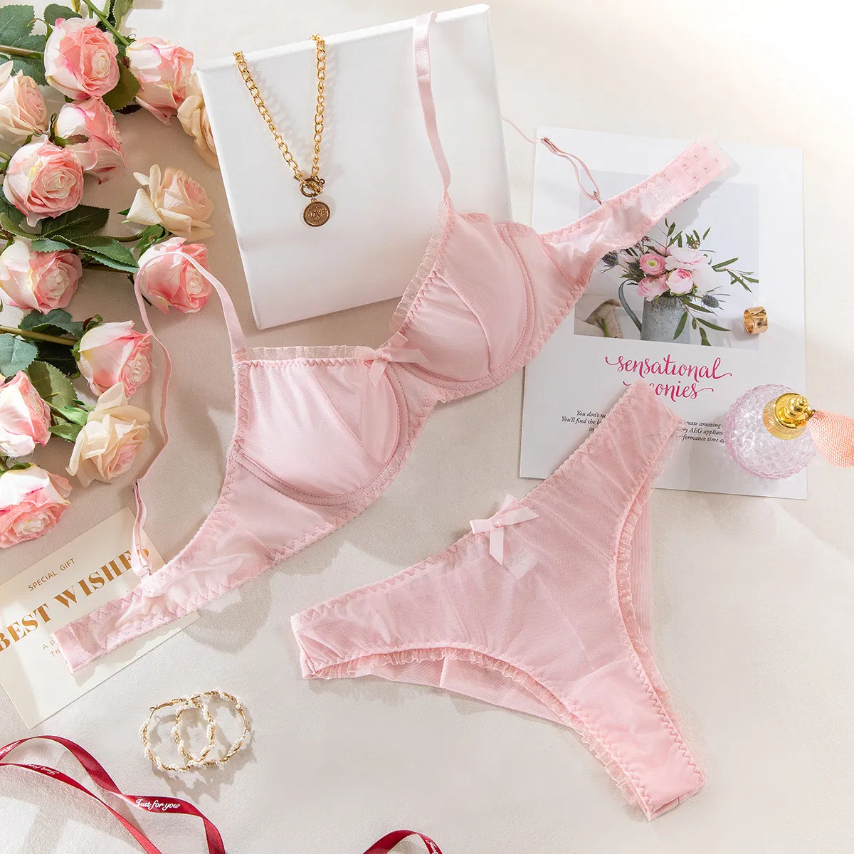 Wholesale See-Through Mesh Underwear Set Sexy Plus Size Woman's Lingerie