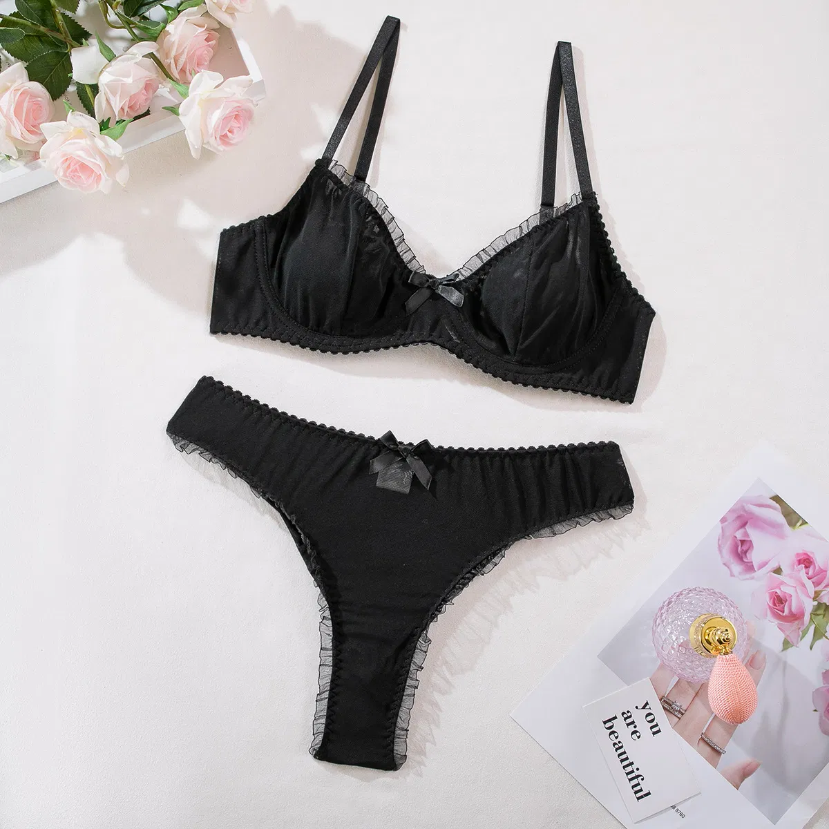 Wholesale See-Through Mesh Underwear Set Sexy Plus Size Woman's Lingerie