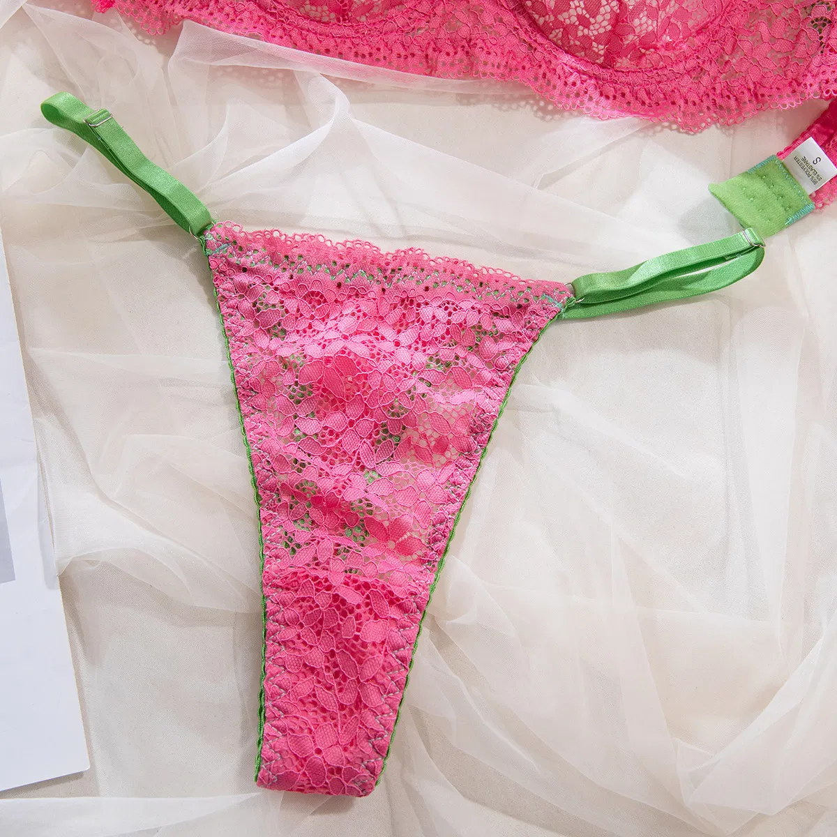 Wholesale Embroidery Contrast Lace Bra Set Sexy Thin Women Lingerie