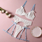 Sexy Bowknot Transparent Mesh Color Contrast Bra Set Hot Selling Garter Belt Woman Lingerie