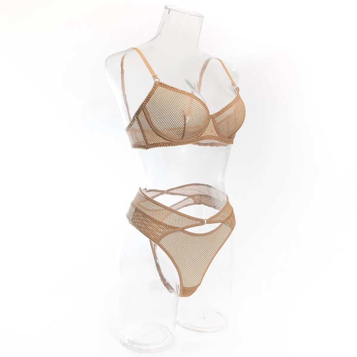 Sexy Erotic Two-Piece Bra and Panty Set for Women Wholesale See-Through Fishnet Mesh Lingerie