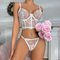Wholesale Embroidery Lace Fishbone 2 Piece Underwear Set Sexy Erotic Women's Lingerie