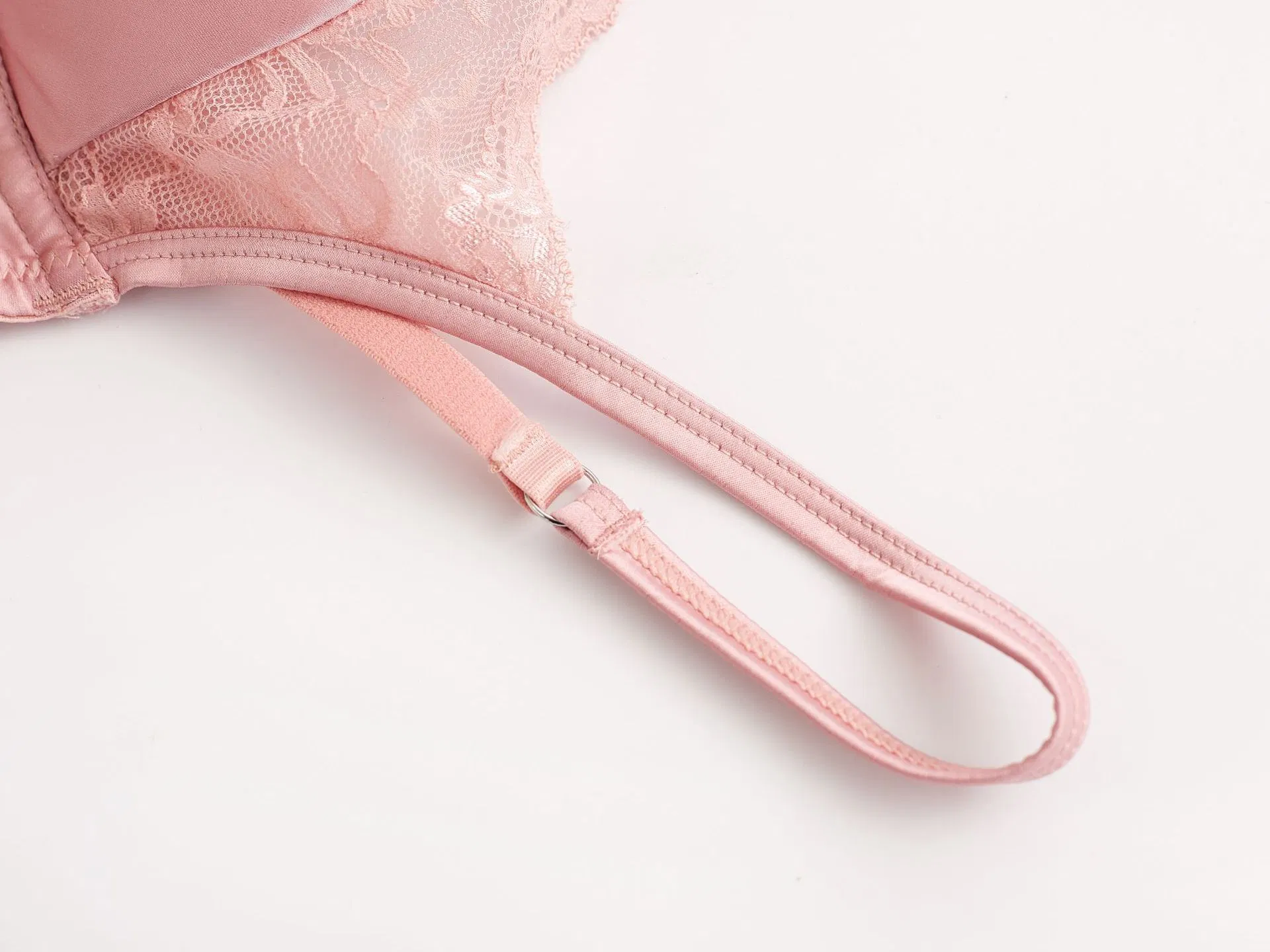 High Quality Llingerie Sexy Satin Lace Bra Breathable MID-Waist Brief Underwear Set