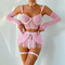 Sexy Ultra-Thin See-Through Mesh Underwear Set with Skirt Hot-Selling Hanging Neck Lingerie
