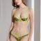 Wholesale French Hollow out See-Through Cheetah Print Ruched Breathable Ultra-Thin Gathering Bra Set Underwear Sexy Lingerie