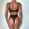 New Fishbone Flower Embroidery Underwear Set Sexy Ultra-Thin Mesh Woman Lingerie