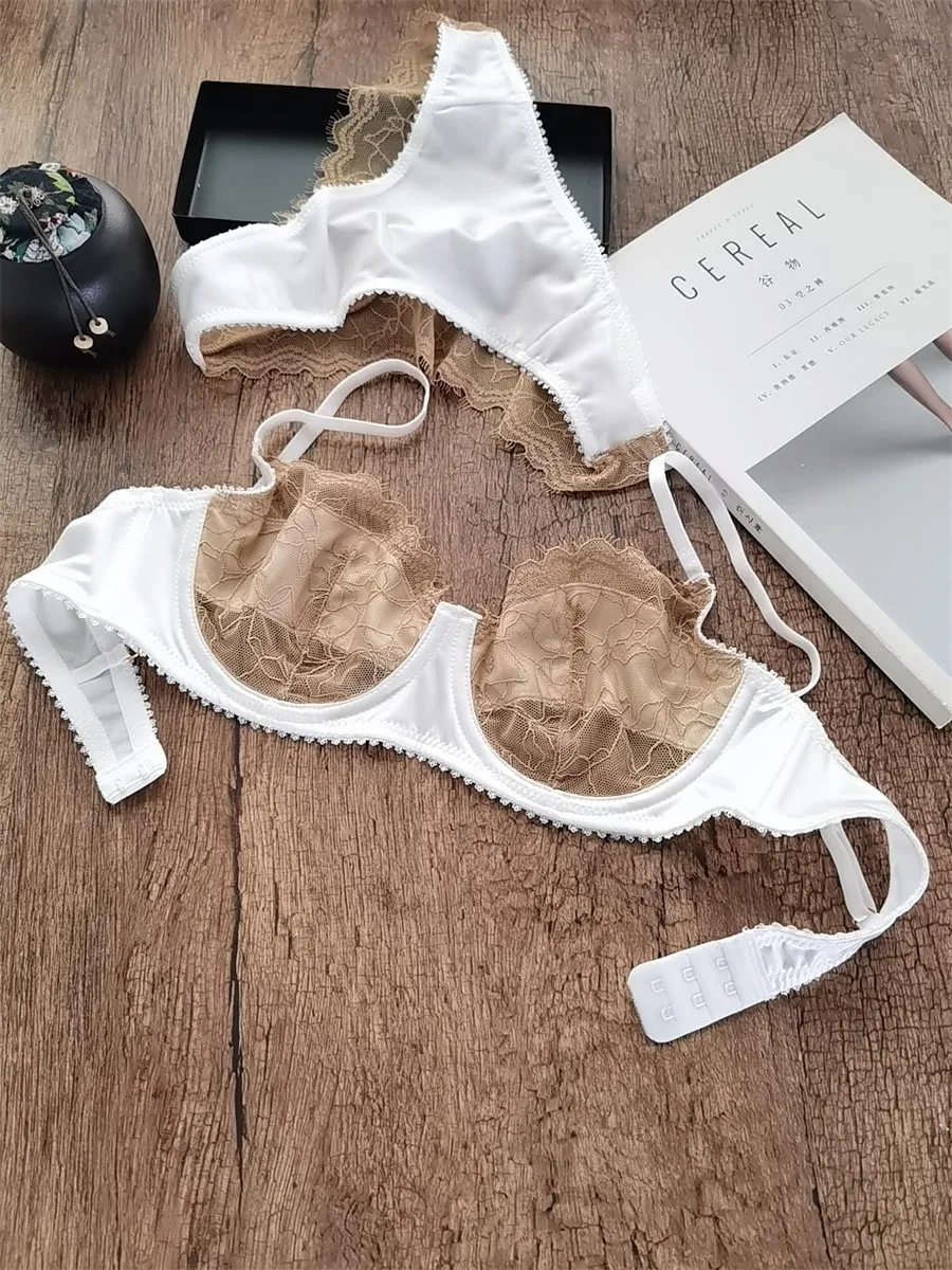 Wholesale French Style Embroidery Lace Trim Sexy Breathable Gathered Backless Ultra-Thin for Women Bra Set Underwear Lingerie