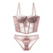 French Solid Color Satin Embroidery Lace Trim Sexy Breathable Patchwork Vest Gathering Bra Underwear Set Sexy Lingerie