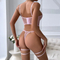Wholesale Embroidered Floral Fish-Bone Woman Underwear Set Sexy See-Through Cross Strap Lingerie