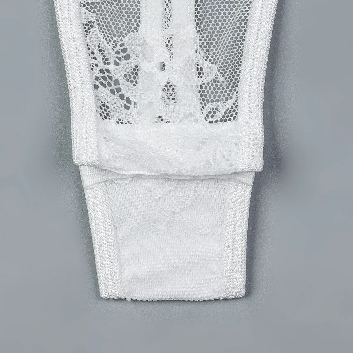 Sexy See-Through Mesh Embroidered One-Piece Bra Panty Set New Solid Color Lingerie