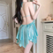 New Latest Backless Suspender Women's Nightgown Dresses Sexy Halter Neck Deep V Nightwear