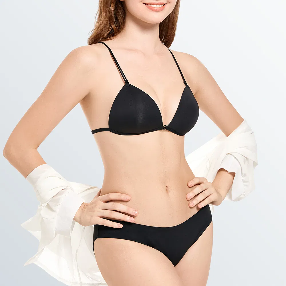Wholesale French New Style Front Buttons Ultra-Thin Bra Set Sexy Underwaer Lingerie