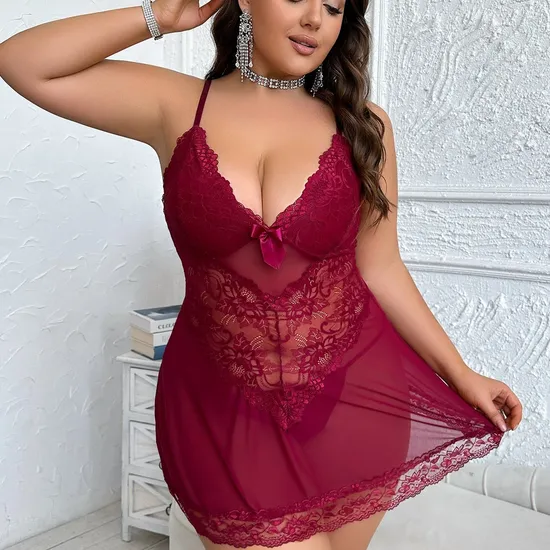 Sexy Perspective Ultral-Thin Plus Size Bra Set Wholesale Deep V Sleeveless Lingerie