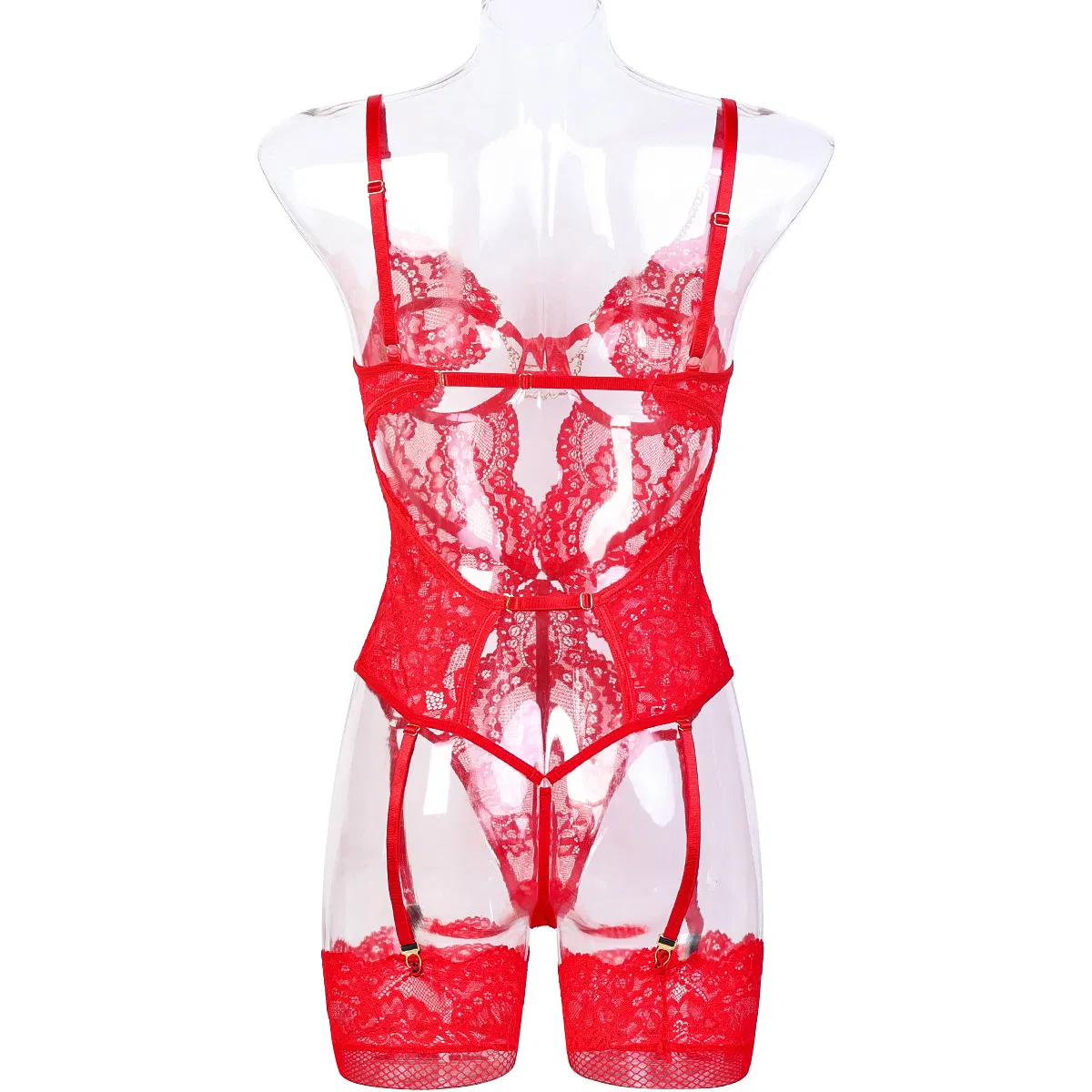 Wholesale Hollow out One Piece Underwear Set for Woman Sexy Embroidery Transparent Lingerie