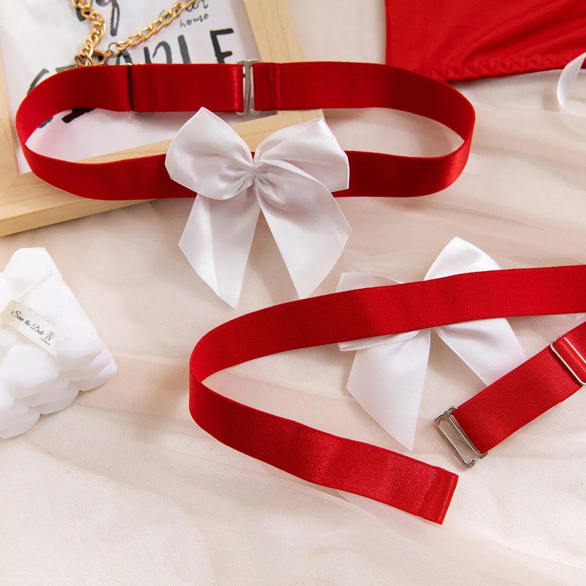 New Design Maid Christmas Role-Playing Bra Panty Set Sexy Contrast Lace Woman Lingerie