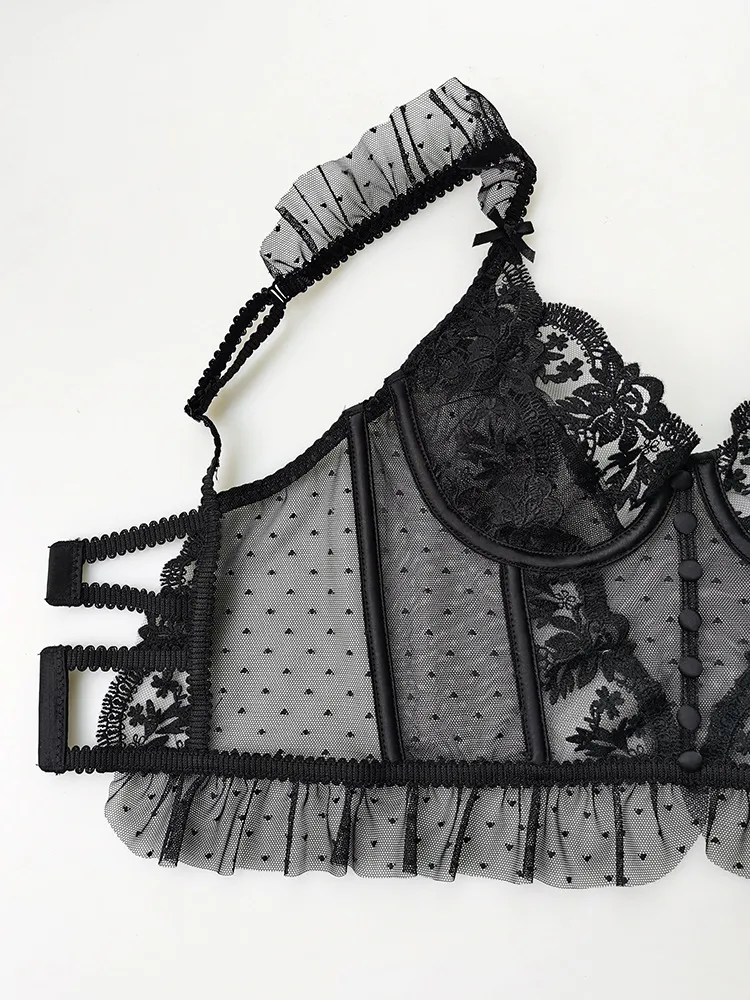 Sexy Wholesale Underwear Embroidered French Ultra-Thin Set for Women Lace Soft Bra Lingerie