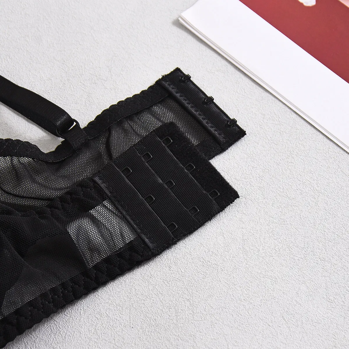 Sexy Luxury Perspective Mesh Underwear Set Wholesale Embroidered Woman's Lingerie