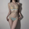 French Triangular Cup Breathable Deep V Ultra-Thin Embroidery Lace for Women Soft Sexy Halter Neck Bra Set Underwear Lingerie
