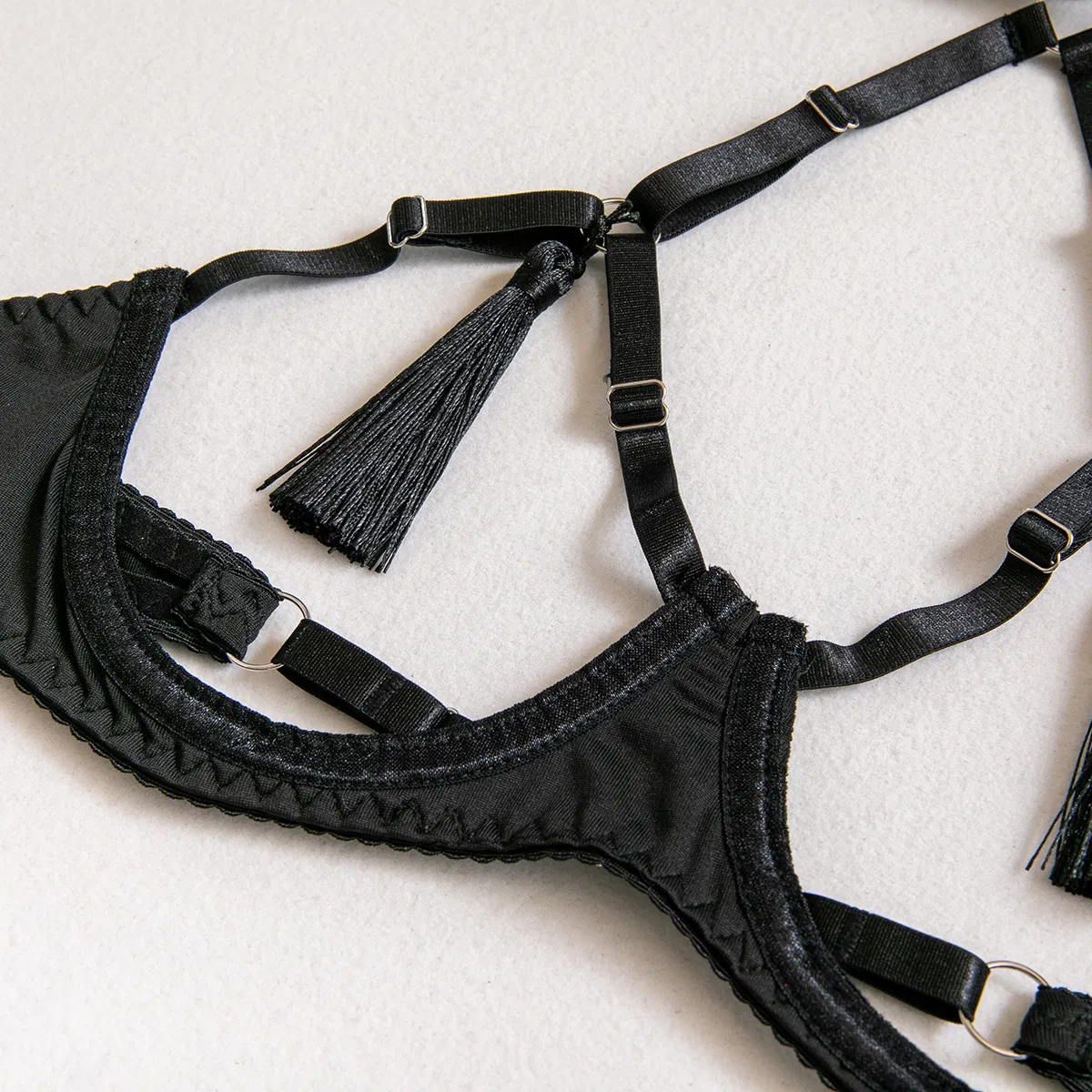 Hot Sale Erotic Hollow out Open Cup Bra Set Sexy Halter Solid Color Woman Lingerie