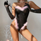 New Arrival Rhinestone Sparkling See-Through Mesh Underwear Set Sexy Feather Patchwork Lingerie