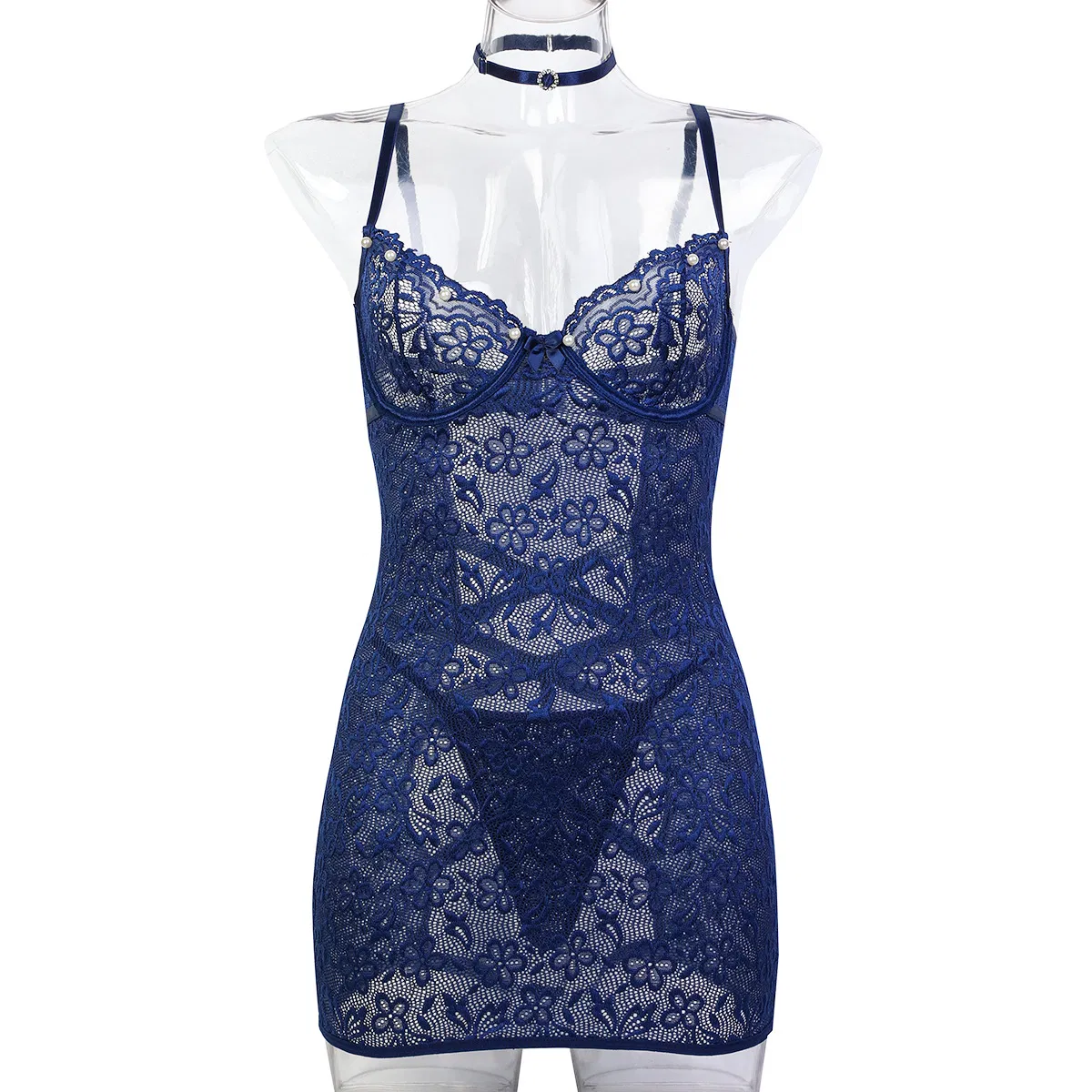 Wholesale V Neck Transparent Mesh Underwear Set Sexy Ultral-Thin Women's Lingerie