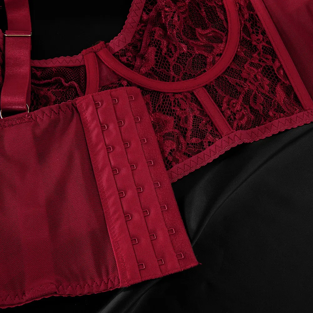 Wholesale Embroidered Underwear Set for Woman Sexy See-Through Hollow out Lingerie