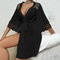 Sexy See-Through Chiffon Mesh Woman's Sleepwear Wholesale Lace Patchwork Robe