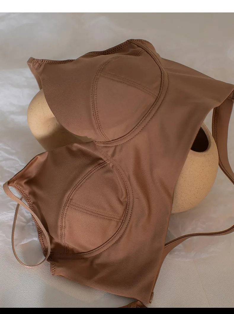 Wholesale French Solid Color Soft Breathable Backless Ultra-Thin for Women Halter Neck Bra Underwear Set Lingerie