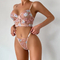Sexy Mesh Transparent Flower Embroidery Fishbone Bra Set Factory Sell Woman Lingerie