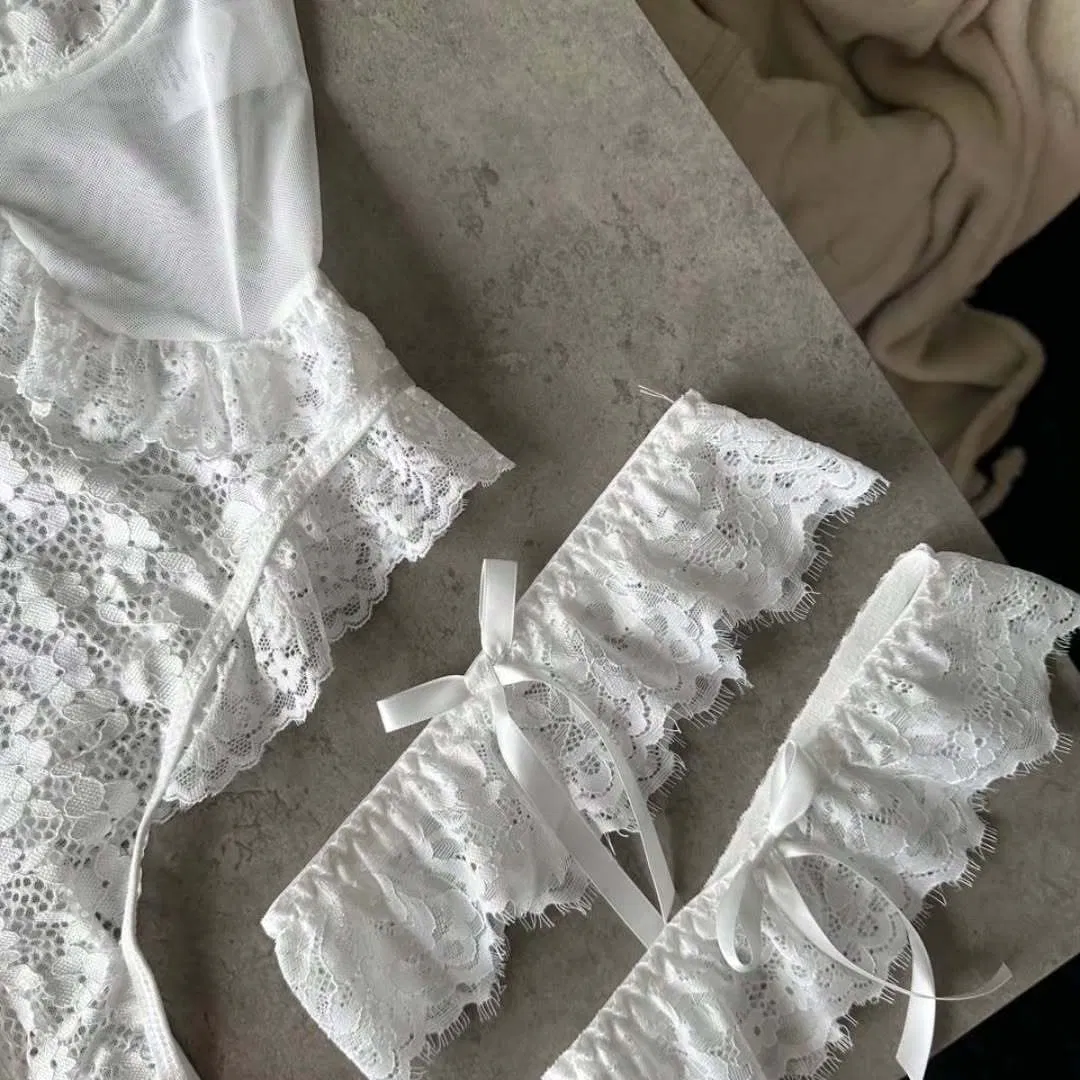 Sexy Breathable Transparent Mesh Underwear Set Wholesale Embroidery Lace Woman Lingerie