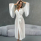 Wholesale See-Through Mesh Sleepwear Sexy V Neck Belt Ultral-Thin Woman Robe