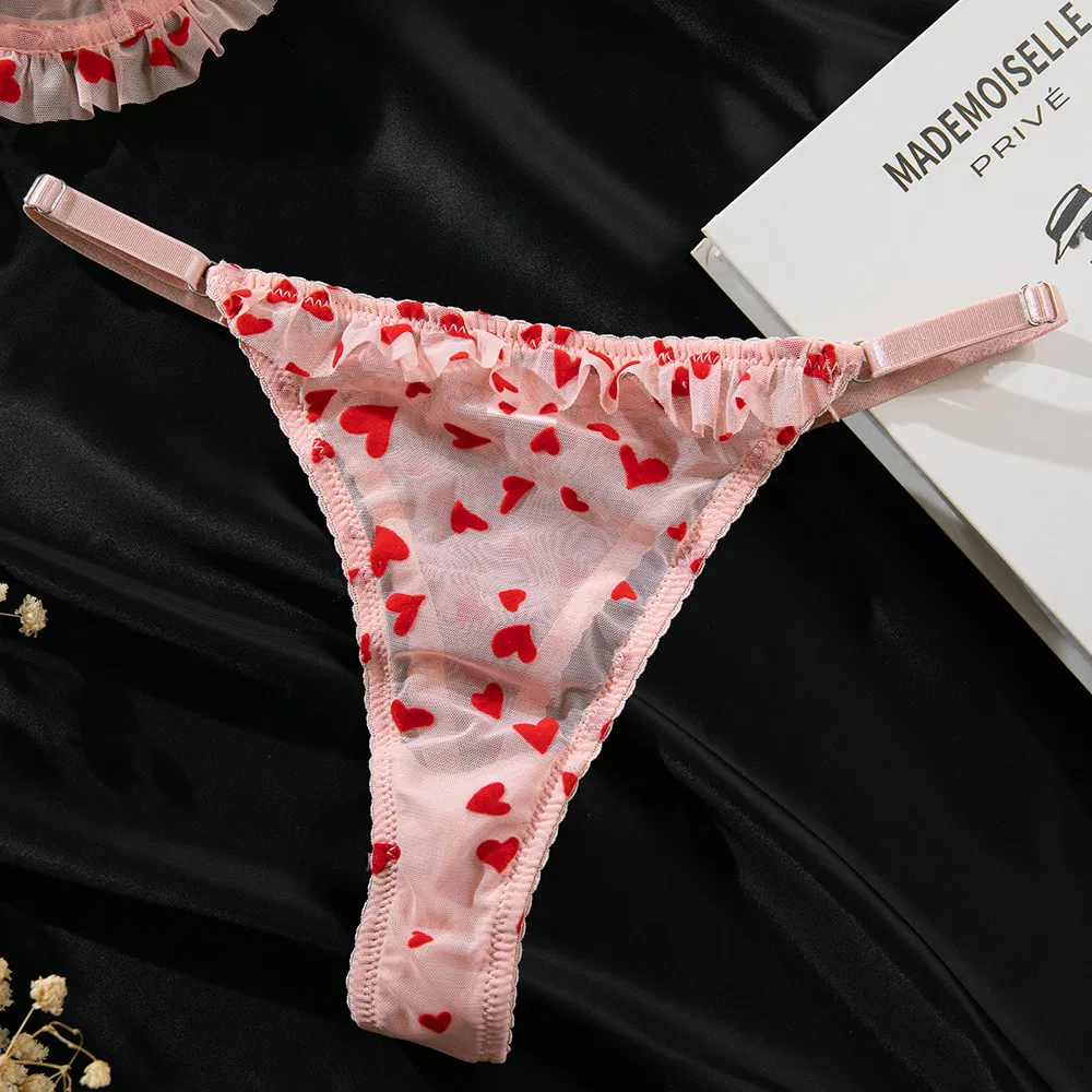 New Arrival Ultra-Thin Woman Underwear Set Sexy See-Through Heart-Shaped Lingerie