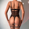 Wholesale Transparent Mesh Solid Color Underwear Set Sexy Fish-Bone Corset Lingerie