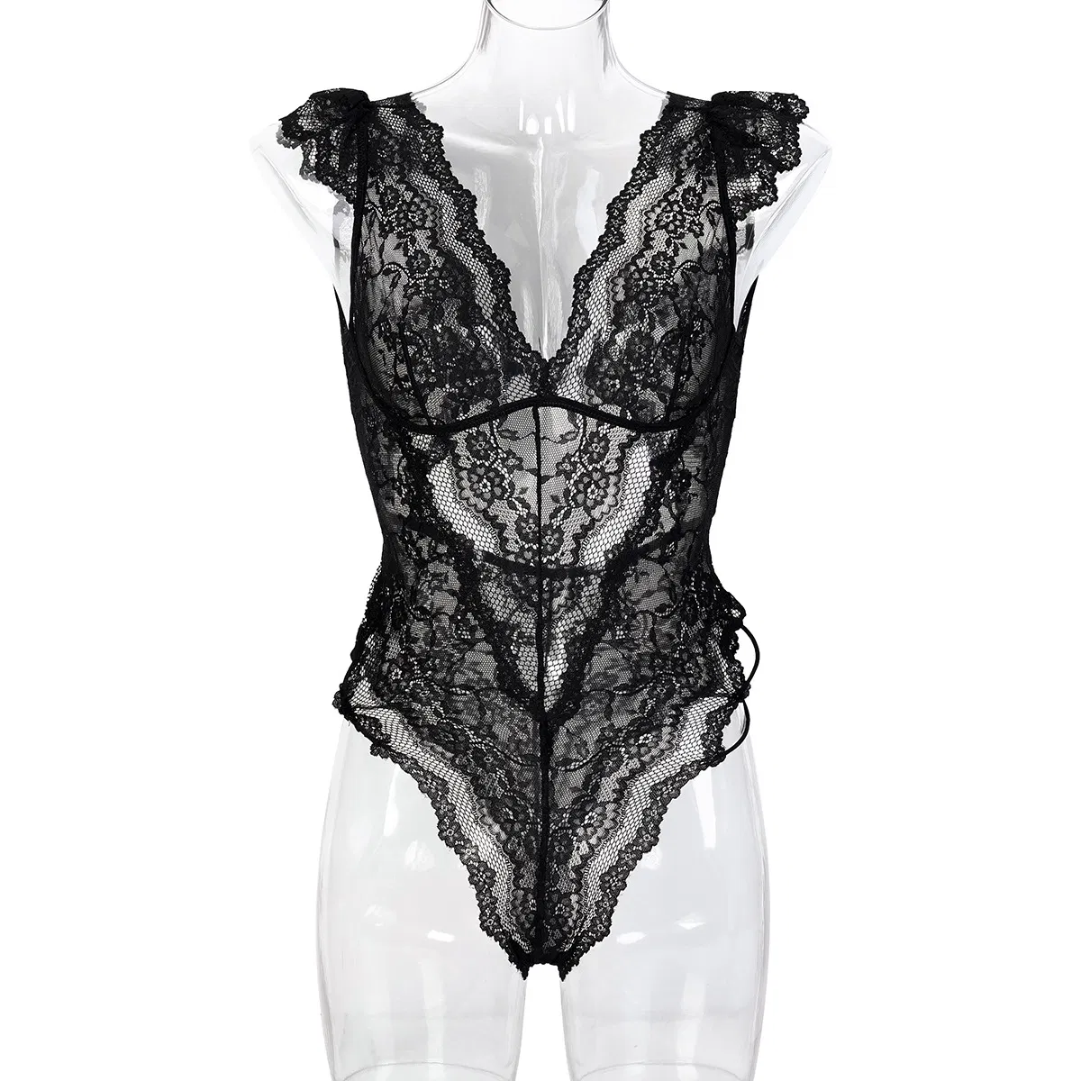 Sexy See-Through Mesh One Piece Underwear Set New Fashion Backless Embroidery Lingerie