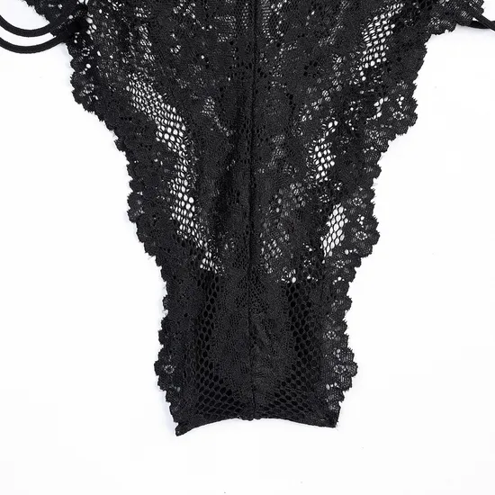 Sexy See-Through Mesh One Piece Underwear Set New Fashion Backless Embroidery Lingerie