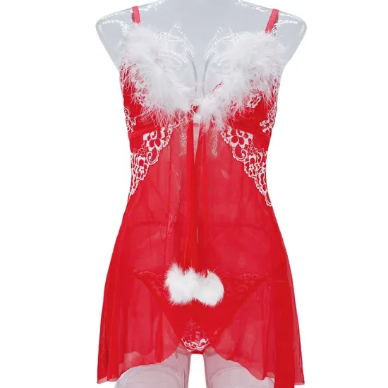 Sexy Woman's Embroidered Underwear Set Wholesale Christmas See-Through Mesh Lingerie