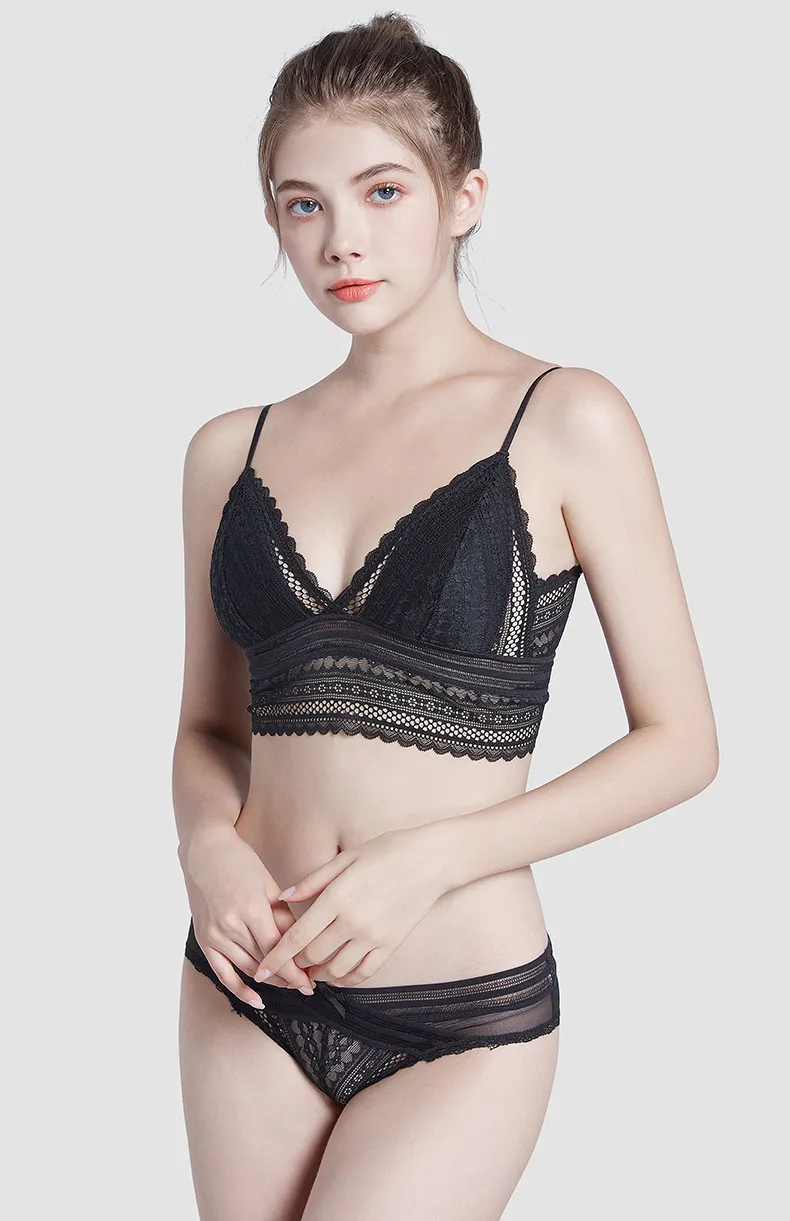 Hot Sell Sexy French Ultra-Thin Set U-Shaped Backless Lace for Women Bra Underwear Lingerie
