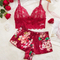 Wholesale Satin Embroidered Lace Underwear Set for Woman Sexy Short Sleeve Two-Piece Lingerie