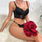 Wholesale Eyelash Lace Embroidery Flower Fish-Bone Underwear Set Sexy See-Through Lingerie
