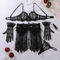 Wholesale See-Through Mesh Women Underwear Set Sexy Feather Embroidery Lace Lingerie