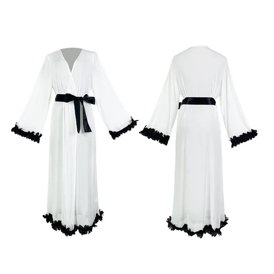Sexy See-Through Mesh Comfortable Woman Sleepwear New Fashion Solid Color Robe